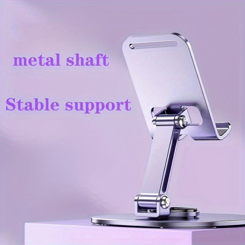 Aluminum Alloy Phone Stand - Waterproof, 360° Rotating Desk Mount with 2-Stage Adjustable & Foldable Design for Office and Bedstand Use