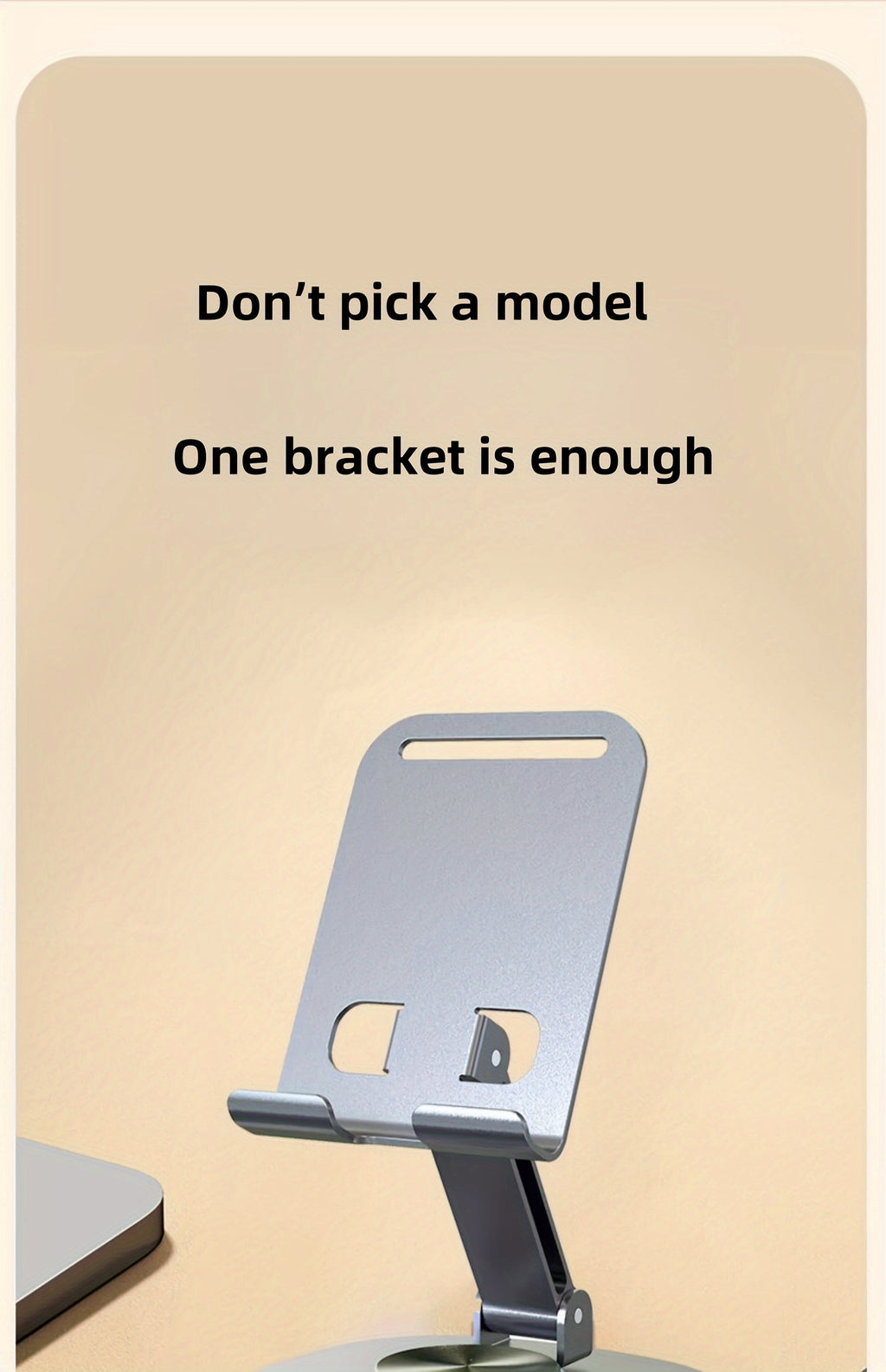 Aluminum Alloy Phone Stand - Waterproof, 360° Rotating Desk Mount with 2-Stage Adjustable & Foldable Design for Office and Bedstand Use