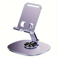 Aluminum Alloy Phone Stand - Waterproof, 360° Rotating Desk Mount with 2-Stage Adjustable & Foldable Design for Office and Bedstand Use
