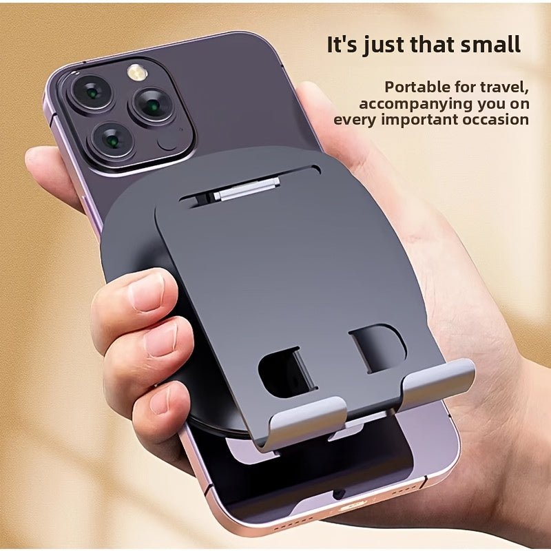 Aluminum Alloy Phone Stand - Waterproof, 360° Rotating Desk Mount with 2-Stage Adjustable & Foldable Design for Office and Bedstand Use