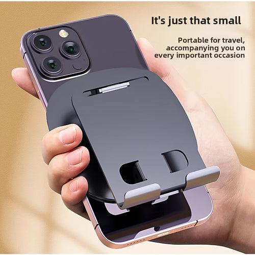 Aluminum Alloy Phone Stand - Waterproof, 360° Rotating Desk Mount with 2-Stage Adjustable & Foldable Design for Office and Bedstand Use