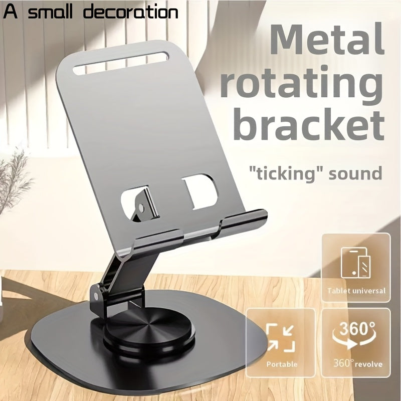 Aluminum Alloy Phone Stand - Waterproof, 360° Rotating Desk Mount with 2-Stage Adjustable & Foldable Design for Office and Bedstand Use
