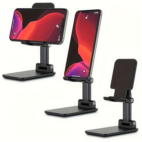 Adjustable Fold-Down Desktop Phone and Tablet Stand, Universal Holder for iPhone iPad